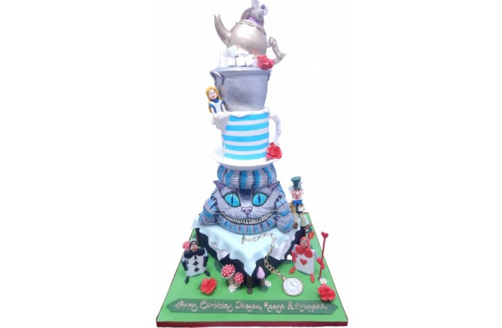 Alice In Wonderland Large Tiered Cake